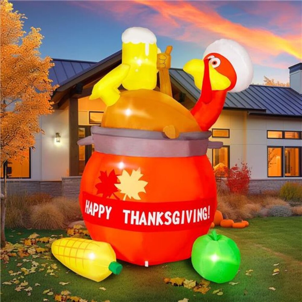 New 6FT Thanksgiving Inflatable Turkey Outdoor Decoration, Blow Up Yard Turkey